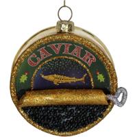 Ornament kerstbal kaviaar glas multi 8.9 cm - Hd collection