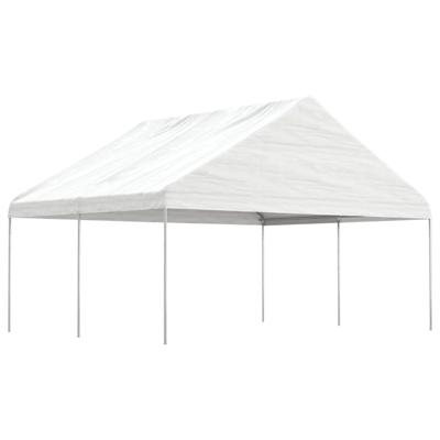 Prieel met dak 4,46x5,88x3,75 m polyetheen wit