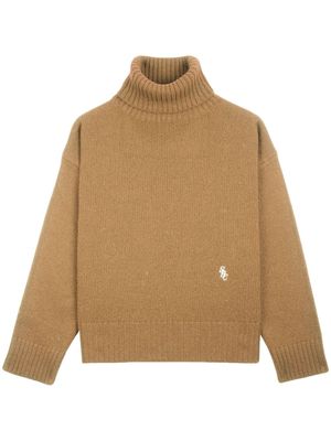Sporty & Rich pull en laine à logo brodé - Marron