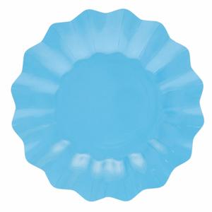 Feestbordjes met schulprand - 8x - turquoise - rond - karton - 27cm