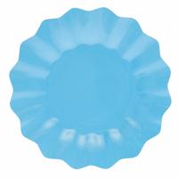 Feestbordjes met schulprand - 8x - turquoise - rond - karton - 27cm