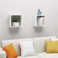 Wandschappen kubus 2 st 30x15x30 cm wit