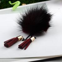 Bont bal broche ketting kwast broche voor vrouwen (wijn rood)