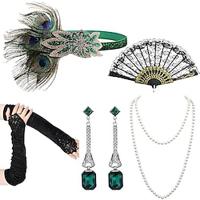 Vintage Jaren 1920 Gatsby Jaren '20 flapper hoofdband Accessoireset Ketting Oorbel Charleston Dames Veer Modieus Maskerade Festival 1 Ventilator Lightinthebox - thumbnail