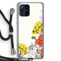Wilde bloemen: Oppo Find X3 Transparant Hoesje met koord