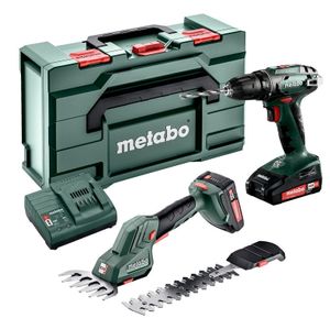 Metabo Combo Set BS 18 accuboormachine en SGS 18 LTX Q buxus- en grasschaar, 18 Volt, 2X2AH Li-Ion - 685186000