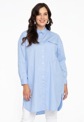 Yoek Blouse-jurk POPLIN STRETCH | Licht Blauw | Maat 54/56