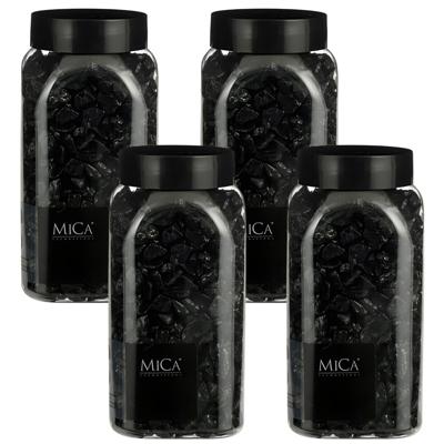 Mica Decorations decoratie steentjes - 4x - zwart - 1 kilo - 650ml - hobby steentjes