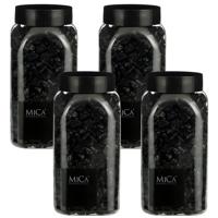 Mica Decorations decoratie steentjes - 4x - zwart - 1 kilo - 650ml - hobby steentjes