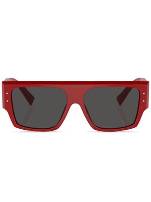 Dolce & Gabbana Eyewear lunettes de soleil rectangulaires à logo imprimé - Rouge