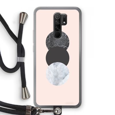 Marmeren cirkels: Xiaomi Redmi 9 Transparant Hoesje met koord