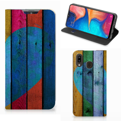 Samsung Galaxy A30 Book | Wallet Case | Wood Heart - Cadeau voor je Vriend