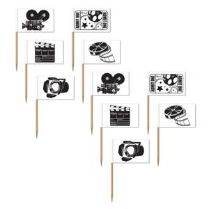 Hollywood thema cocktailprikkers - 100x stuks - 6,5 cm - film/bioscoop versiering