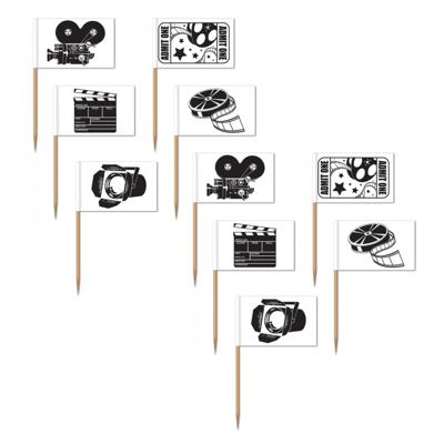 Hollywood thema cocktailprikkers - 100x stuks - 6,5 cm - film/bioscoop versiering