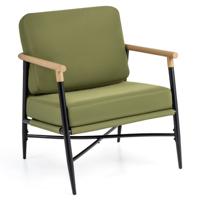 Moderne Loungestoel Gestoffeerde Stoel met Afneembare Kussens met Ritssluiting en Metalen Frame Comfortabele Relaxstoel