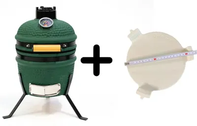 Compleet - Own Grill 13 inch kamado barbecue V2 groen met heatdeflector