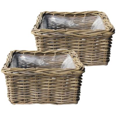 VD Leeden Opbergmand Klassiek - 2x - bruin - 30 x 30 x 15 cm - rotan - gevlochten riet VD Leeden Opbergmand Klassiek - 2x - bruin - 30 x 30 x 15 cm - rotan - gevlochten riet