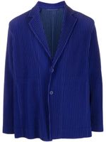 Homme Plissé Issey Miyake blazer nervuré à simple boutonnage - Bleu