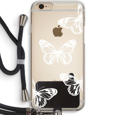 White butterfly: iPhone 6 / 6S Transparant Hoesje met koord