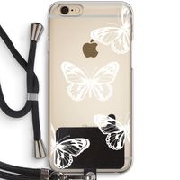 White butterfly: iPhone 6 / 6S Transparant Hoesje met koord