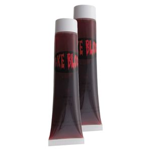 Halloween nep bloed tube - 2x - horror thema - 34 ml - carnaval/verkleed artikel - wonden maken