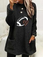 Loose Casual Crew Neck Heart/Cordate Sweatshirt - thumbnail