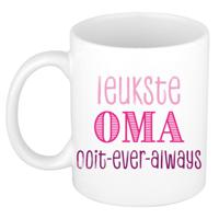 Cadeau koffie/thee mok voor Oma - roze - de leukste Oma - keramiek - 300 ml