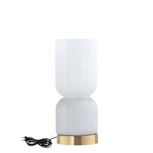 PTMD Zhen White embossed rib glass table lamp M