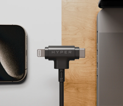Hyper HyperJuice USB-C to USB-C and Lightning hybrid silicone cable (1.5m/60W)
