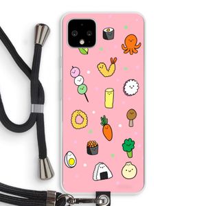 Happy bento friends: Pixel 4 XL Transparant Hoesje met koord