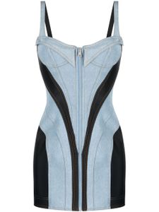 Mugler robe corset en jean à coupe courte - Noir