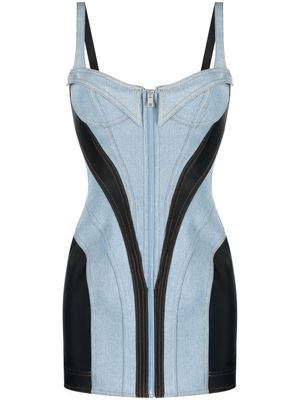 Mugler robe corset en jean à coupe courte - Noir