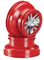 Wheels, SCT Split-Spoke, chrome, red beadlock style, dual profile (2.2 outer 3.0 inner) (front/rear) (2) - thumbnail