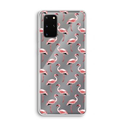 Flamingoprint groen: Samsung Galaxy S20 Plus Transparant Hoesje