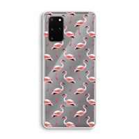 Flamingoprint groen: Samsung Galaxy S20 Plus Transparant Hoesje