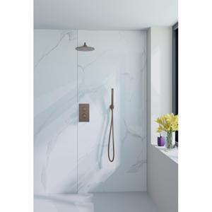 Fortifura Calvi Inbouw Regendoucheset - thermostatisch - wandarm - 25cm hoofddouche - staaf handdouche - metalen doucheslang - geborsteld koper PVD SW970038 / SW970041 / SW970043 / SW970045 / SW9700