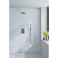 Fortifura Calvi Inbouw Regendoucheset - thermostatisch - wandarm - 25cm hoofddouche - staaf handdouche - metalen doucheslang - geborsteld koper PVD SW970038 / SW970041 / SW970043 / SW970045 / SW9700