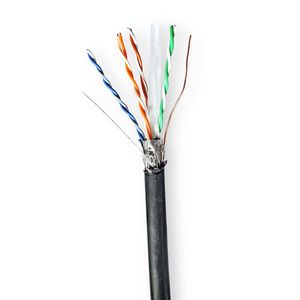 Netwerk Kabel Rol | CAT6 | Solid | S/FTP | Koper | 305.0 m | Buitenshuis | Rond | PE | Zwart | Gift