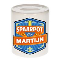 Kinder spaarpot met naam - Martijn - keramiek - met dop - wit - Sparen - Spaargeld van Martijn