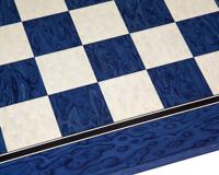 50 cm Satijn Blauwe Esdoorn en Esdoorn Luxe Schaakbord