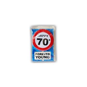 70 jaar verjaardagskaart met button