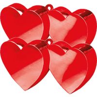 Set van 2x stuks ballon gewichtje rode hartjes stijl