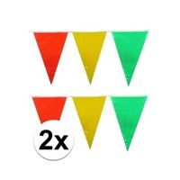 2x plastic vlaggenlijn geel/rood/groen 10 meter   - - thumbnail