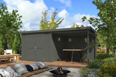 Outdoor Life Lars Tuinhuis 500x250 cm 28 mm vuren Green Grey gecoat- Lessenaarsdak- Hout- Outdoor Life