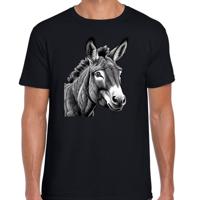 Cadeau T-shirt heren - boerderijdieren liefhebber - zwart - ezel Cadeau T-shirt heren - boerderijdieren liefhebber - zwart - ezel