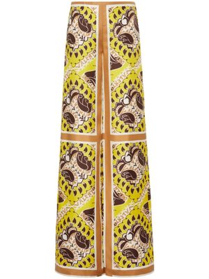 Valentino Garavani pantalon en soie à motif cachemire - Jaune