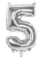 Folieballon zilver cijfer '5' 36cm