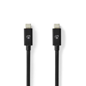 Nedis USB-Kabel | USB 4.0 Gen 2x2 | USB-C Male | USB-C Male | 240 W | 8K@60Hz | 20 Gbps | Vernikkeld | 2.00 m | Rond | PVC | Zwart | Envelop -