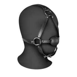 Ouch! by Shots Head Harness with Solid Ball Gag - Black