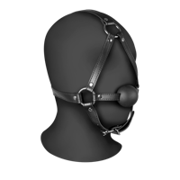 Ouch! by Shots Head Harness with Solid Ball Gag - Black